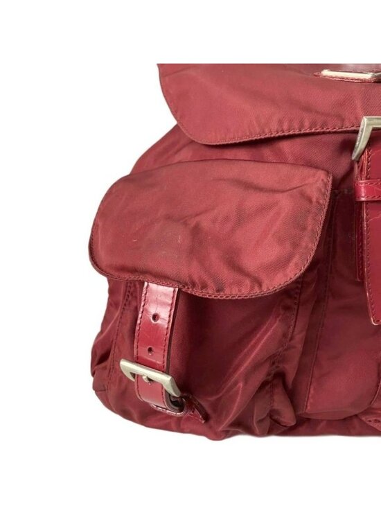 Prada Backpack Sac Nylon Triangle Plate Red